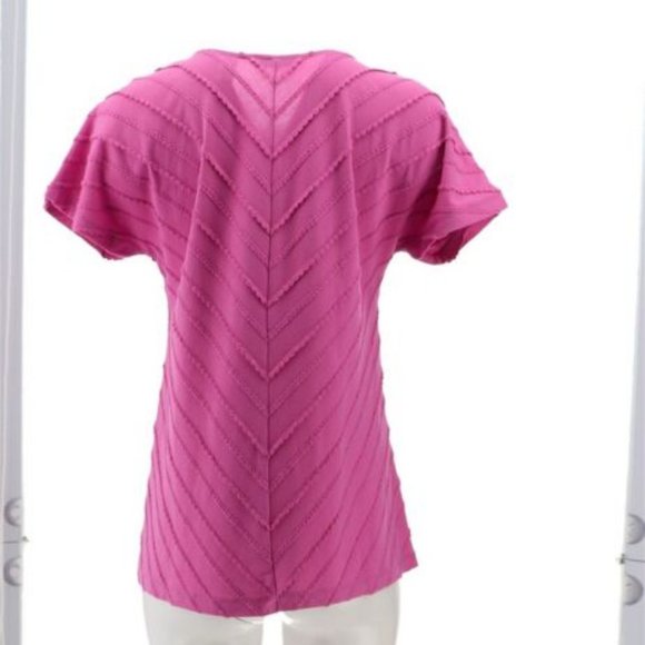 NWT ISAAC MIZRAHI CREWNECK TOP W/FORWARD SIDE SEAMS PLUM BLOSSOM XXS - Picture 4 of 9